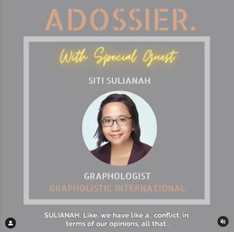 Adossier Podcast Interview on Graphology - Grapholistic International S.Sulianah