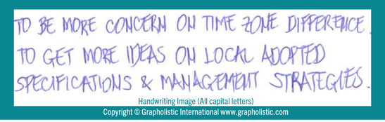 Handwriting Analysis Project Manager All Capital Letters Sample Copyright Grapholistic International Prohibited to be Reuse